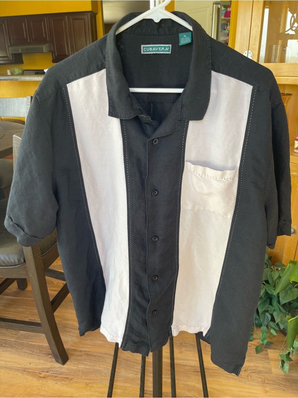 Cubavera Black and Beige Button-Up Shirt - Size XL